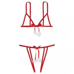 Victoria’s Secret Dream Angels Candy Cane Peekaboo Lingerie Set Medium NWT